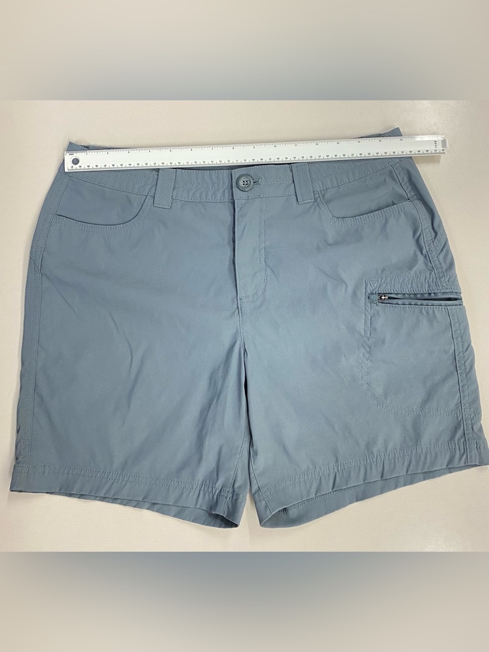 Eddie Bauer Women’s 10 Blue Gray Hiking Trail Nylon Zip Pocket Outdoor Shorts - Picture 5 of 9